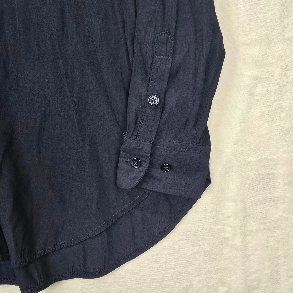 Mela Purdie Navy Blue Technical Polyester Utility Button Down Shirt Blouse XS - Picture 3 of 8